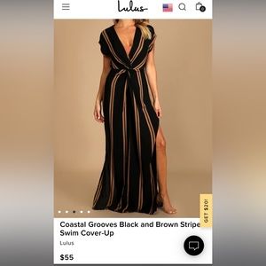 Lulus black striped swimsuit cover up